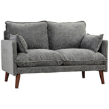 HOMCOM 2 Seater Sofa with Pocket Spring Cushions, Wide Deep Seat & Rubberwood Legs – Loveseat, Grey