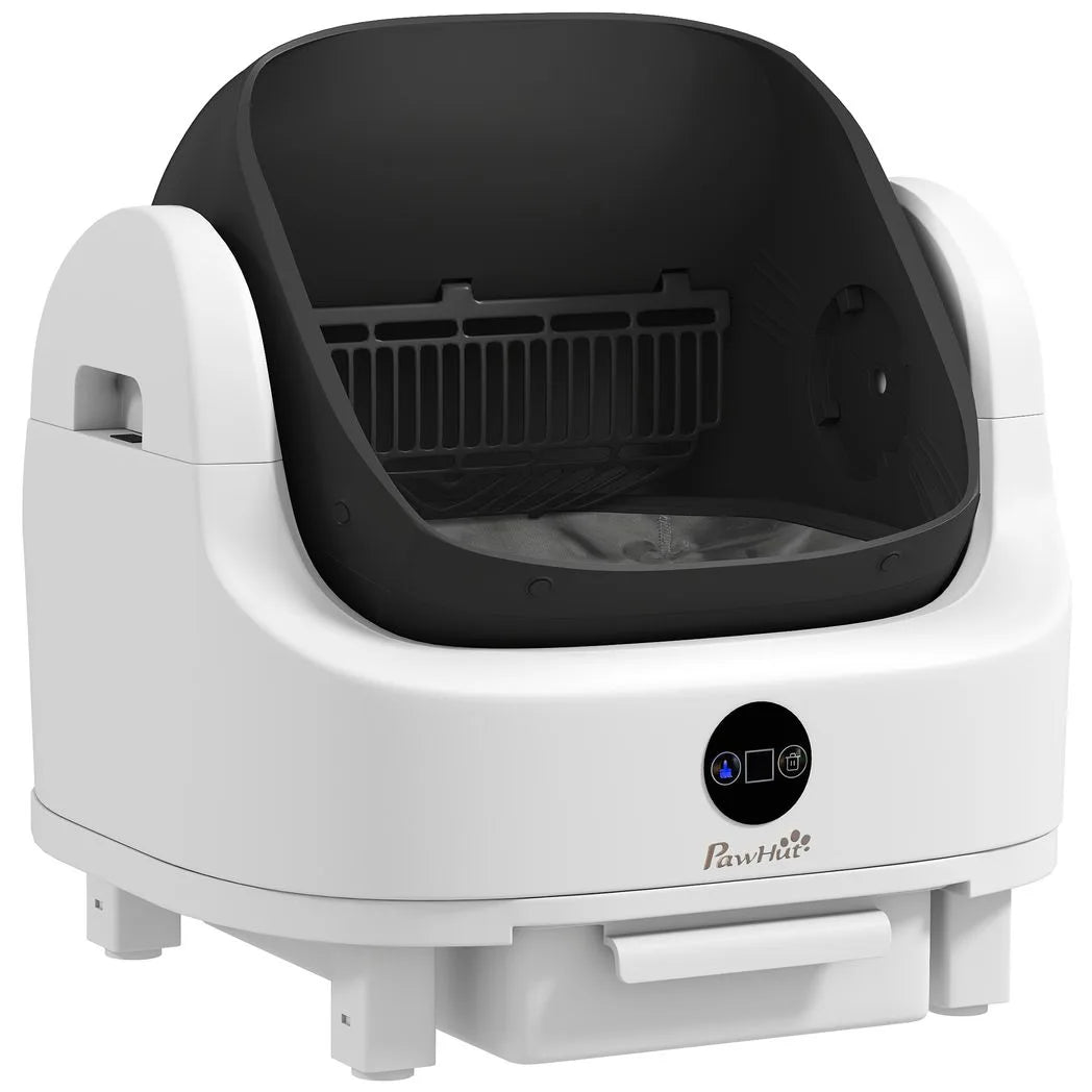 PawHut Self-Cleaning Cat Litter Tray with Top Opening, Infrared Sensors and 8L Waste Bin – Quiet, Automatic