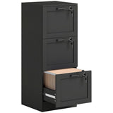 HOMCOM 3-Drawer Filing Cabinet with Lock & Adjustable Hanging Rails – Home Office Storage, Black