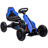 HOMCOM Kids Pedal Go Kart with Adjustable Seat, EVA Wheels and Handbrake – Ride On for Ages 3-8, Blue