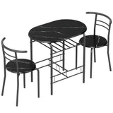 HOMCOM Three-Piece Compact Dining Set with Table and 2 Chairs – Space-Saving Kitchen Breakfast Bar Set, Black