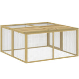 PawHut Wooden Folding Rabbit Hutch for 2–3 Rabbits with Built-In Handle – Outdoor Guinea Pig Run, Natural Wood