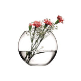 Botanica Floral Round Clear Glass Vase – Botanical Design for Fresh or Faux Flowers