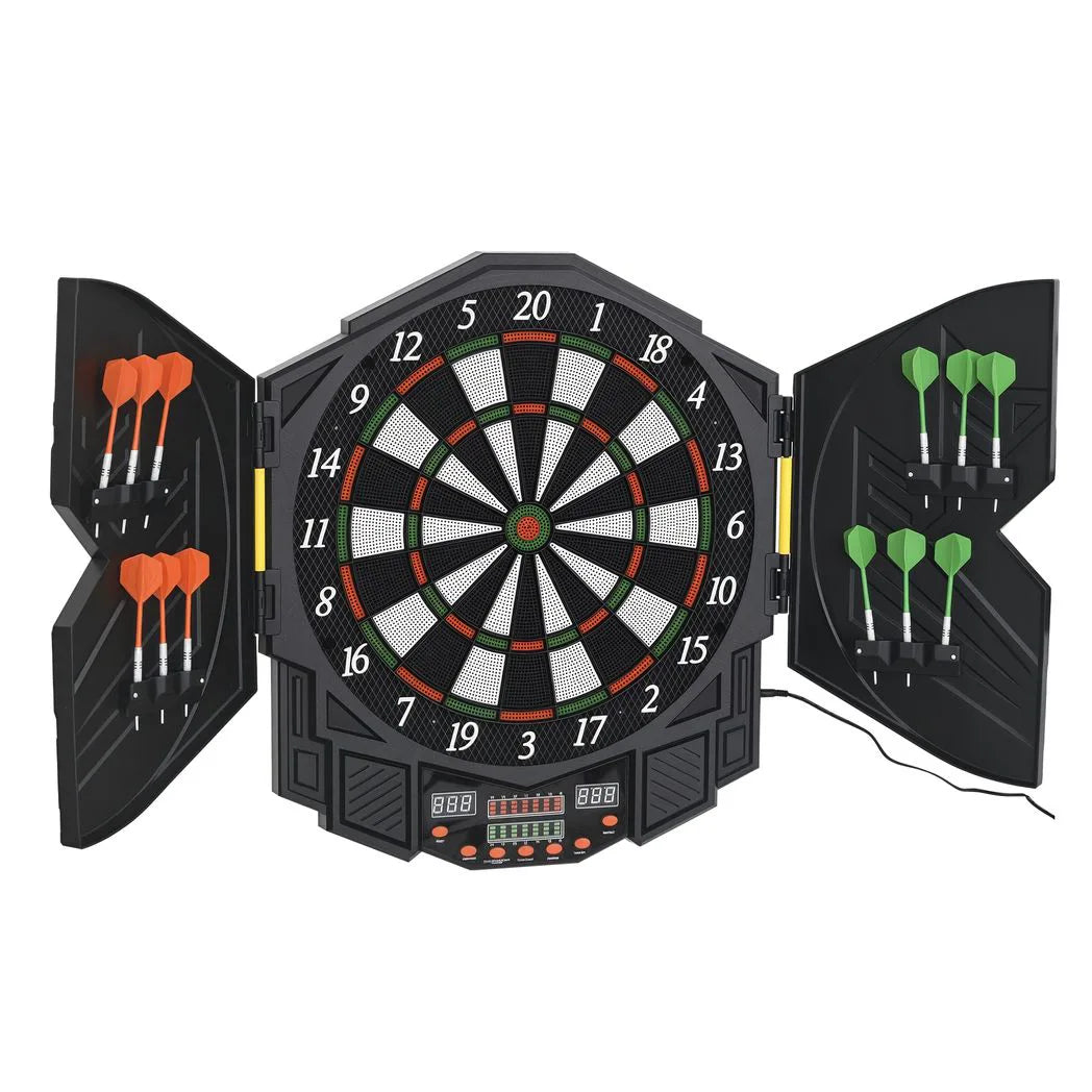 HOMCOM Electronic Dartboard Set with LED Score Display, 27 Games & 12 Soft Tip Darts – Up to 8 Players