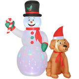Outsunny 6ft Christmas Inflatable Snowman and Dog with Built-in LED Lights – Indoor Outdoor Garden Decoration