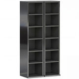 HOMCOM Set of 2 CD Media Storage Towers with Adjustable Shelves – Slim DVD and Blu-ray Display Racks, High Gloss Black