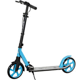 HOMCOM One-Click Folding Kick Scooter with Adjustable Handlebar, Dual Brakes & Kickstand – Push Scooter, Blue