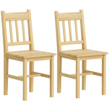 HOMCOM Dining Chairs Set of 2 with Slat Back, Pine Wood Frame – Farmhouse Kitchen Chairs, Natural