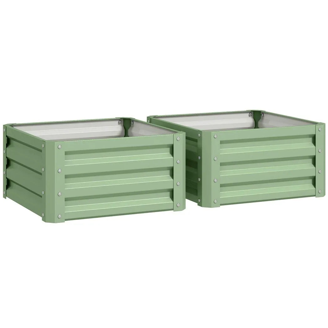 Outsunny Set of Two 60 x 60cm Steel Planter Boxes – Light Green
