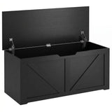 HOMCOM 127L Storage Chest Bench with Safety Hinges – Seat Trunk for Bedroom and Hallway, Black