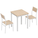 HOMCOM Three-Piece Compact Dining Set with Square Table and 2 Chairs – Space-Saving, Oak Wood Effect