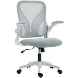 HOMCOM Mesh Office Chair with Foldable Backrest & Flip-Up Arms – Space-Saving Computer Desk Chair, Light Grey