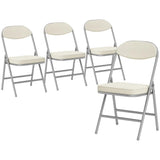 HOMCOM Set of 4 Folding Dining Chairs with Padded Corduroy Seat and High Back – Space-Saving Steel Frame, Cream