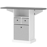 HOMCOM Ironing Board Cabinet on Wheels with Foldable Ironable Top and 3 Drawers – Mobile Laundry Storage, White