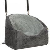 PawHut Dog Car Booster Seat with Thick Cushion, Seat Belt and Pockets – Small Dogs Under 10 kg, Grey