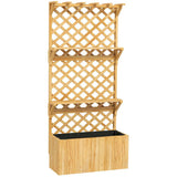 Outsunny 52L Wooden Planter, with Trellis and Shelves – Natural Finish
