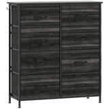 HOMCOM Eight Fabric Drawer Chest with Steel Frame, Pockets and Anti-Tipping Kit – Bedroom Storage, Black