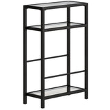 HOMCOM 3-Tier Narrow Side Table with Tempered Glass Shelves – Slim End Table for Small Spaces, Black