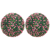 HOMCOM Set of Two Artificial Boxwood Balls Plants – Pink
