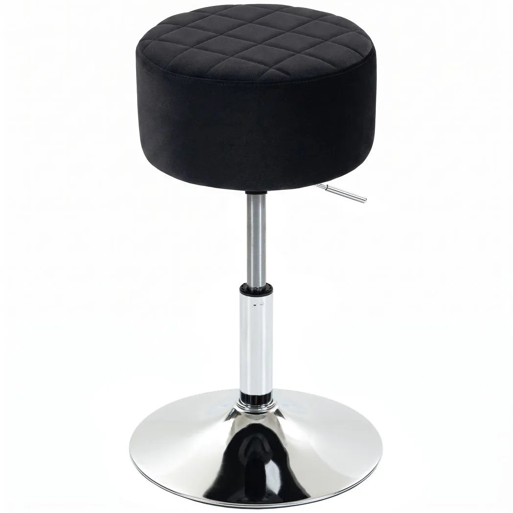 HOMCOM Adjustable Swivel Bar Stool with Velvet-Feel Padded Seat and Round Base – Kitchen Breakfast Stool, Black
