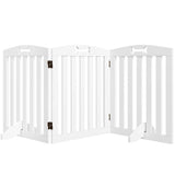 PawHut Freestanding Wooden Dog Gate with Support Feet – 155cm Foldable Three-Panel Barrier, White