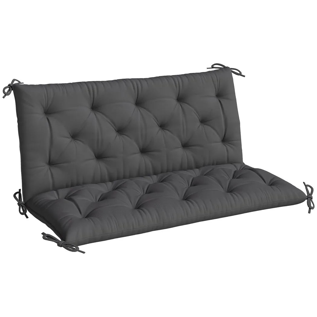 Outsunny 2 Seater Garden Bench and Swing Chair Cushion with Ties, 110 x 120cm, Black