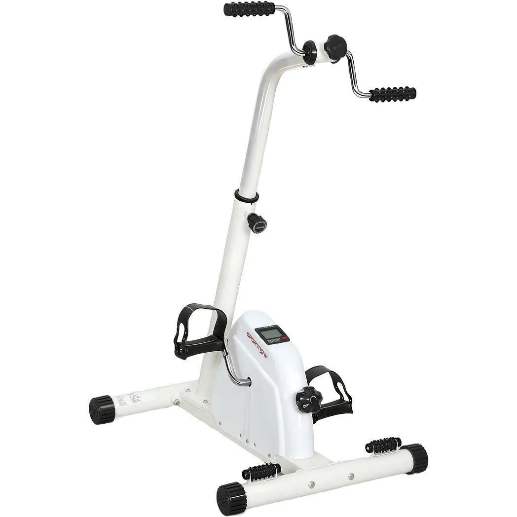 SPORTNOW Seated Pedal Exerciser with Dual Massage, LCD Monitor & Adjustable Height – Home Exercise Bike