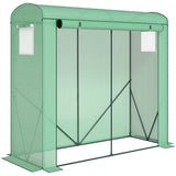 Outsunny Walk-In Mini Greenhouse with Roll-Up Door and 2 Mesh Windows, PE Cover, 200 x 75 x 188 cm, Green