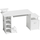 HOMCOM Computer Desk with Drawer, 4-Tier Shelves and Keyboard Tray – CPU Stand Home Office Desk, White