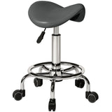 HOMCOM Salon Saddle Stool with Adjustable Height & Swivel Wheels – Massage, Spa & Beauty Chair, Grey