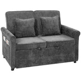 HOMCOM 2 Seater Sofa Bed, 3-in-1 Convertible Chenille Sleeper Sofa with 5-Position Backrest – Grey