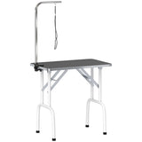 PawHut 32" Foldable Dog Grooming Table with Adjustable Arm & Non-Slip Rubber Top – Pet Drying Table, Black