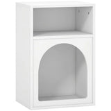 HOMCOM Narrow Bedside Table with 2 Open Compartments and Arched Design – Small Bedroom Nightstand, White