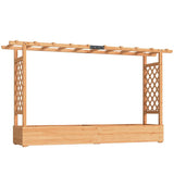 Outsunny Wooden Raised Planter with Trellis, Hanging Roof and 8 Drainage Holes – Fir Wood Garden Bed