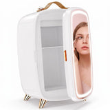 HOMCOM 6L Mini Skincare Fridge with LED Mirror and Touchscreen, Quiet 26dB Cooling – White