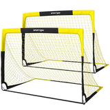 SPORTNOW Set of 2 Pop Up Football Goals with Carry Bag & 8 Ground Stakes – Portable Folding Garden Football Nets