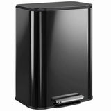 HOMCOM 50L Kitchen Bin with Soft Close Stay-Open Lid & Removable Inner Bucket – Metal Pedal Rubbish Bin, Black