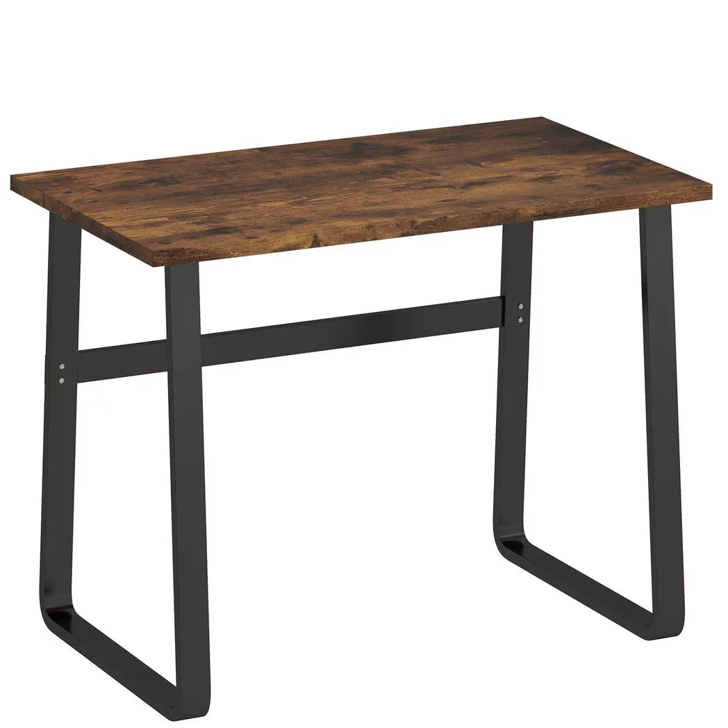 HOMCOM Industrial Writing Desk with Metal Legs – Home Office Computer Table, Rustic Brown and Black