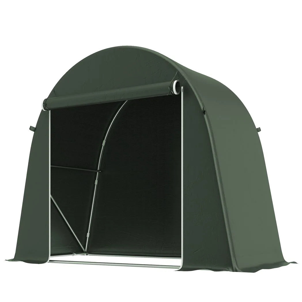 Outsunny 8 x 4 ft Garden Storage Tent, Waterproof Bike Shelter with Roll-Up Zip Door, Green