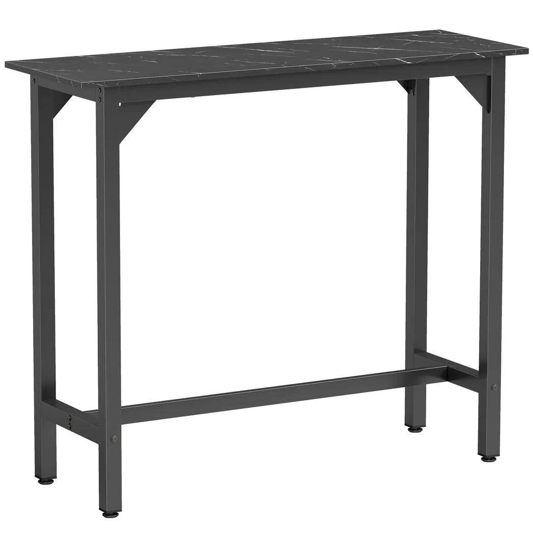 HOMCOM Rectangular Bar Table with Marble-Effect Top – Pub Breakfast Table for Small Spaces, Black