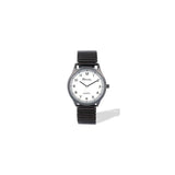 Ravel Men's Easy Read White Dial Watch with Minute Track and Black Stainless Steel Expander Bracelet, 36mm