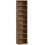HOMCOM Narrow CD Storage Tower for 260 CDs or 120 DVDs with Adjustable Shelves – Rustic Brown