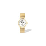 Ravel Ladies Everyday White Dial Watch with Gold-Tone Stainless Steel Expander Bracelet, 27mm