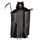 HOMCOM Halloween Standing Werewolf Animated Decoration with Light-Up Eyes, Sound and Touch Activated