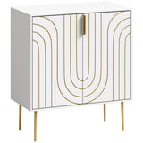 HOMCOM Modern Kitchen Cupboard with 2 Doors, Adjustable Shelf and Copper-Tone Metal Legs – Storage Cabinet, White