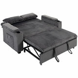 HOMCOM 2 Seater Sofa Bed with 5-Position Backrest, Storage Armrest and Cup Holders – Corduroy Sleeper, Dark Grey