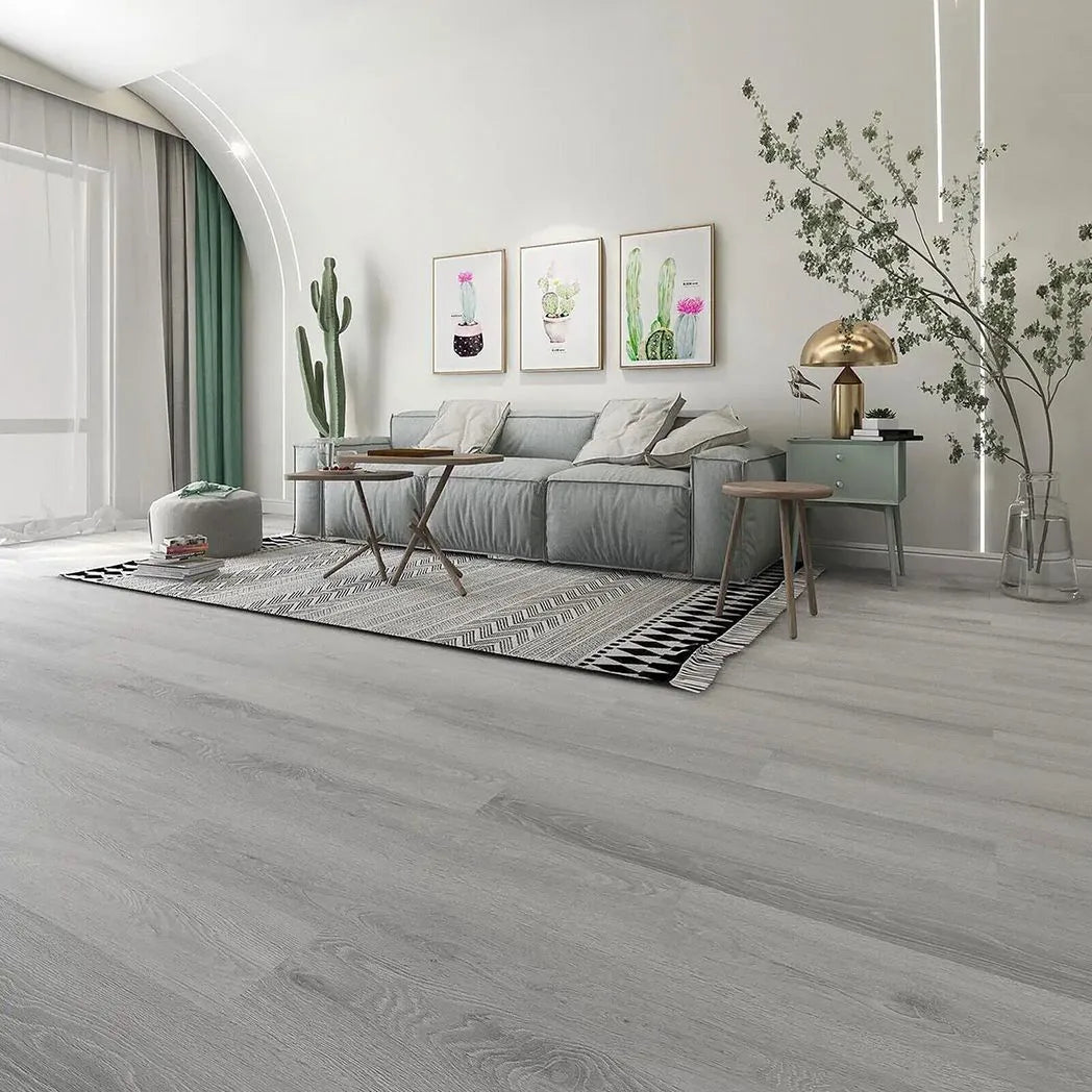 Self-Adhesive Wood Effect Vinyl Floor Planks, 36 Pieces (5m²) – Waterproof PVC Flooring, Light Grey