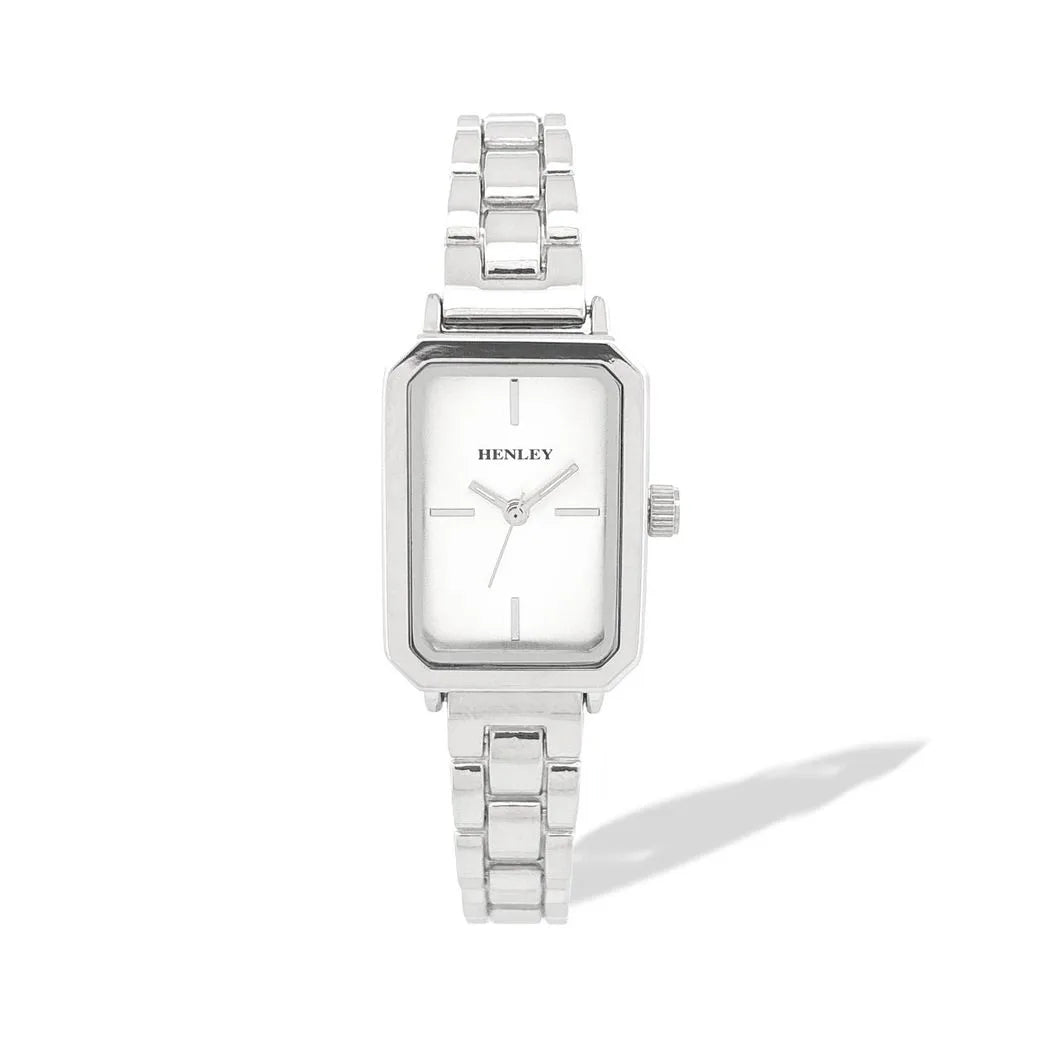 Henley Womens Mnimal Rectangular Bracelet Watch - Silver Tone