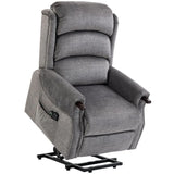 HOMCOM Power Lift Recliner Chair with Vibration Massage, Heat and Pocket Spring Seat – Wood Grips, Light Grey