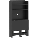 HOMCOM Foldable Computer Desk with 4 Storage Shelves and Wheels – Space-Saving Home Office Workstation, Black